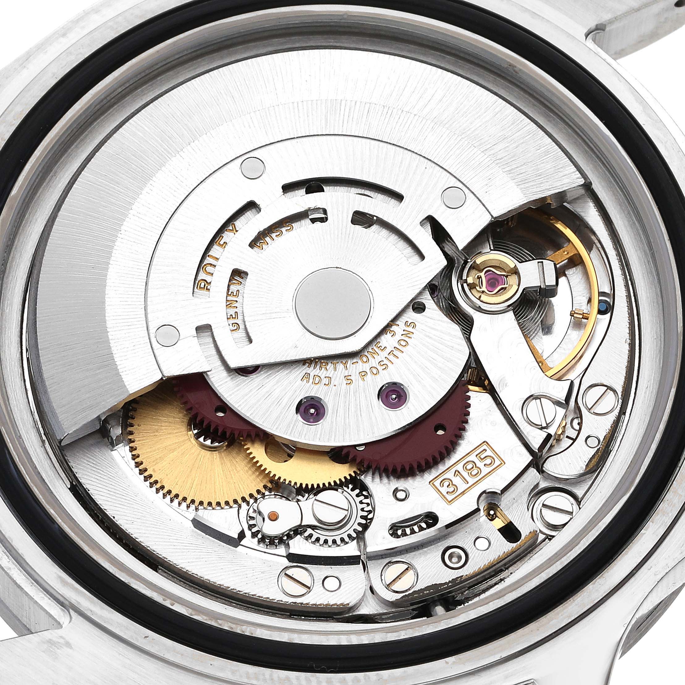 This image shows the intricate internal mechanism of the Rolex Explorer 16570 Men's Stainless Steel White Dial 16570 Men's Stainless Steel White Dial watch viewed from the backside.