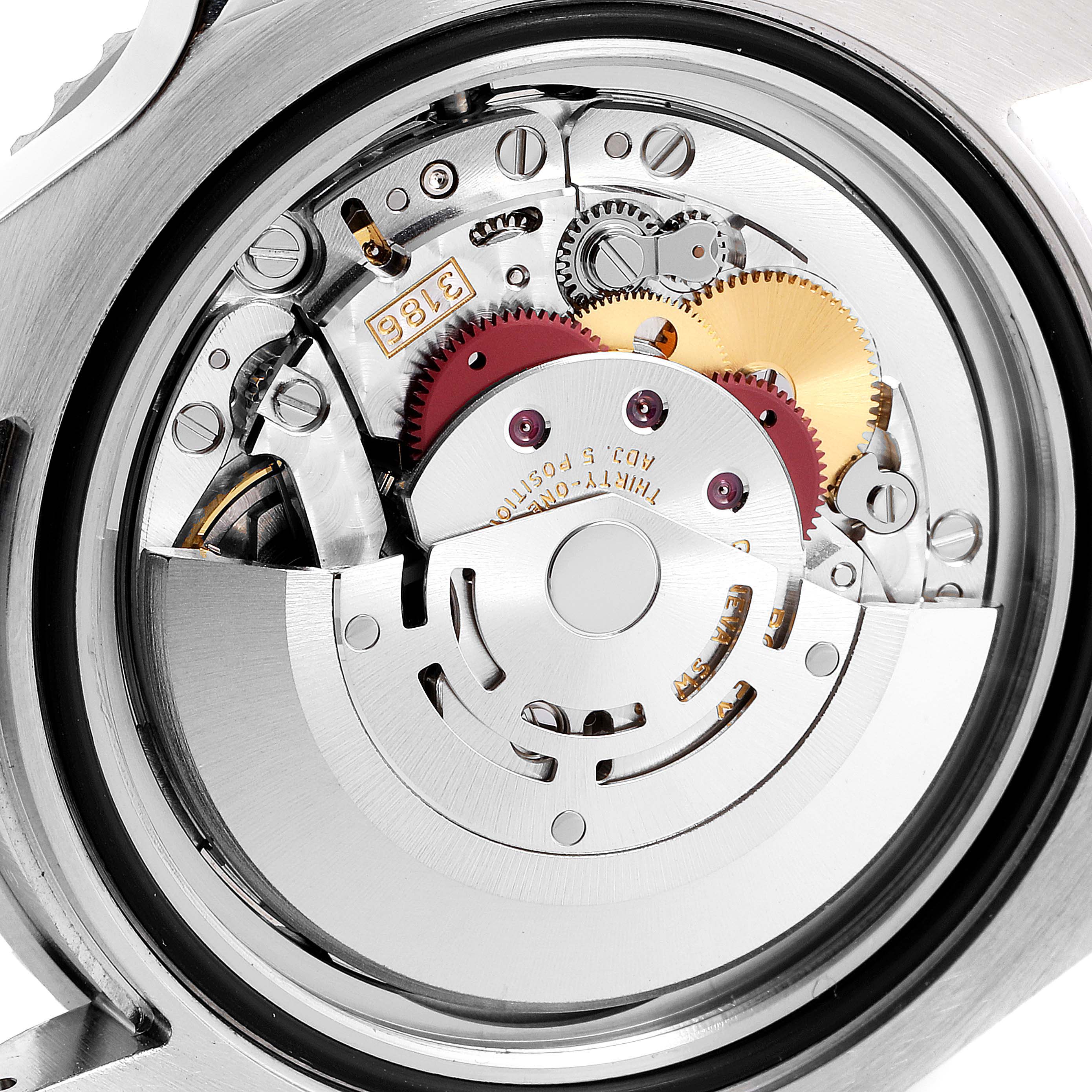 The image shows the movement and inner mechanics of the Rolex GMT-Master 116710 Men's Stainless Steel Black Dial 116710 Men's Stainless Steel Black Dial watch from a back angle view.