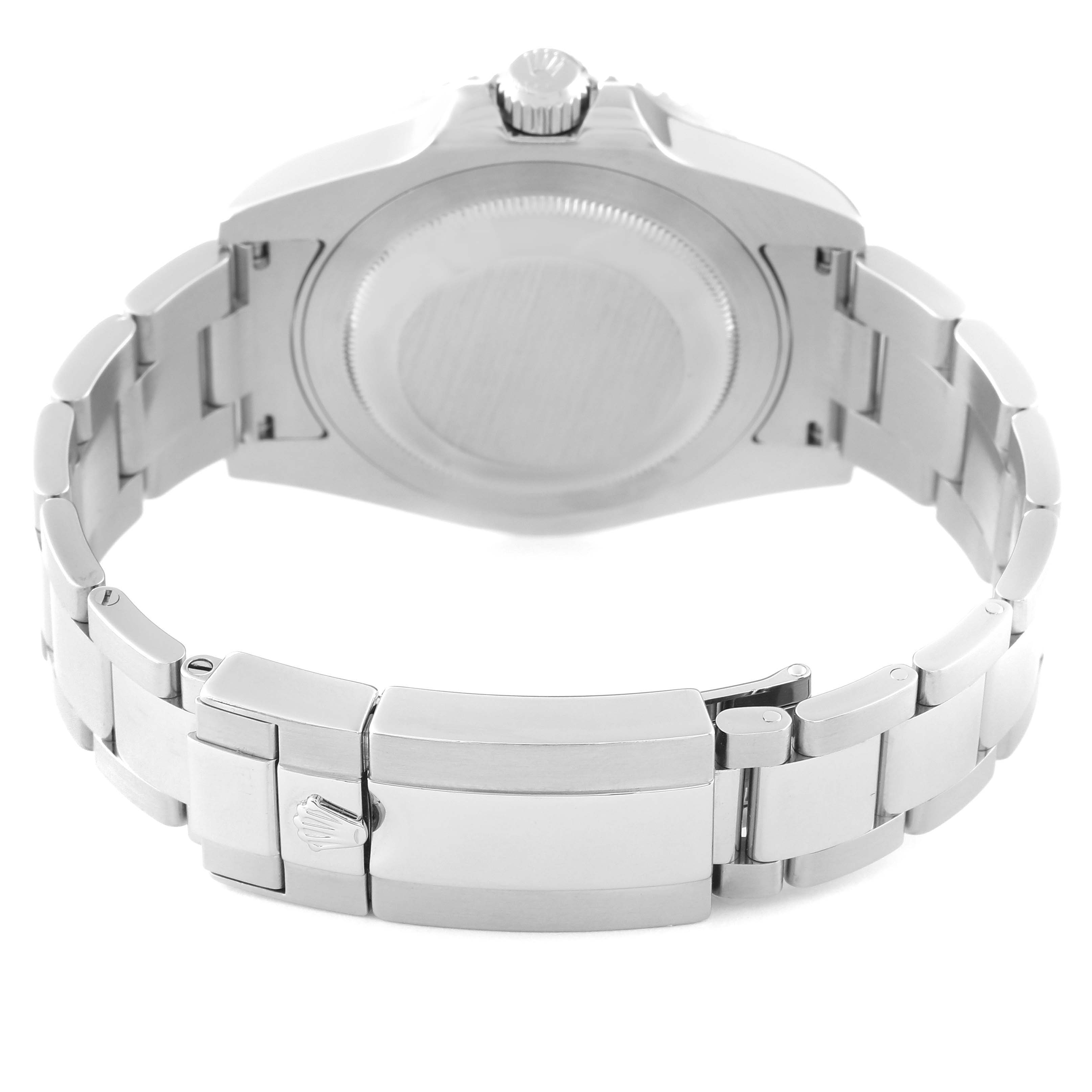 This image shows the back view and clasp of a Rolex GMT-Master 116710 Men
s Stainless Steel Black Dial 116710 Men
s Stainless Steel Black Dial watch.