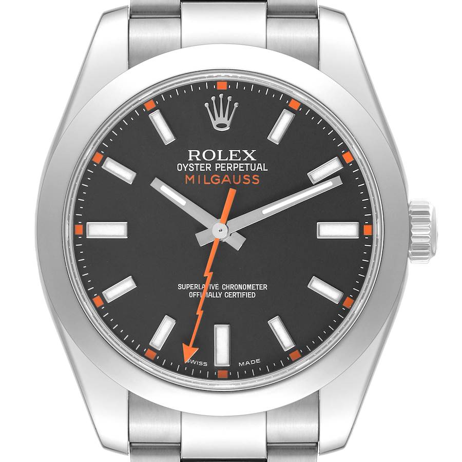 Rolex Milgauss 40mm Black Dial Steel Mens Watch 116400 SwissWatchExpo