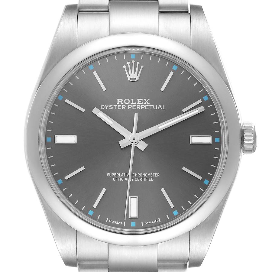 Rolex Oyster Perpetual 39mm Rhodium Dial Steel Mens Watch 114300 SwissWatchExpo