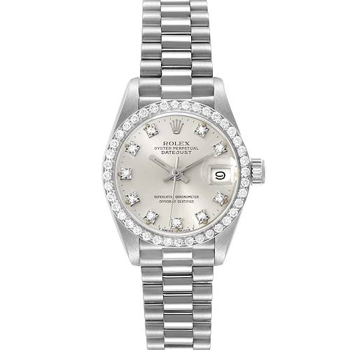 Photo of Rolex President Datejust White Gold Silver Diamond Dial Ladies Watch 69139