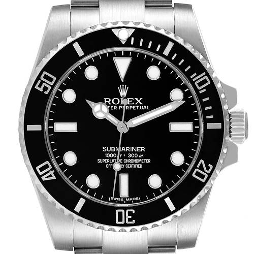 Photo of Rolex Submariner Black Dial Ceramic Bezel Steel Mens Watch 114060 Box Card