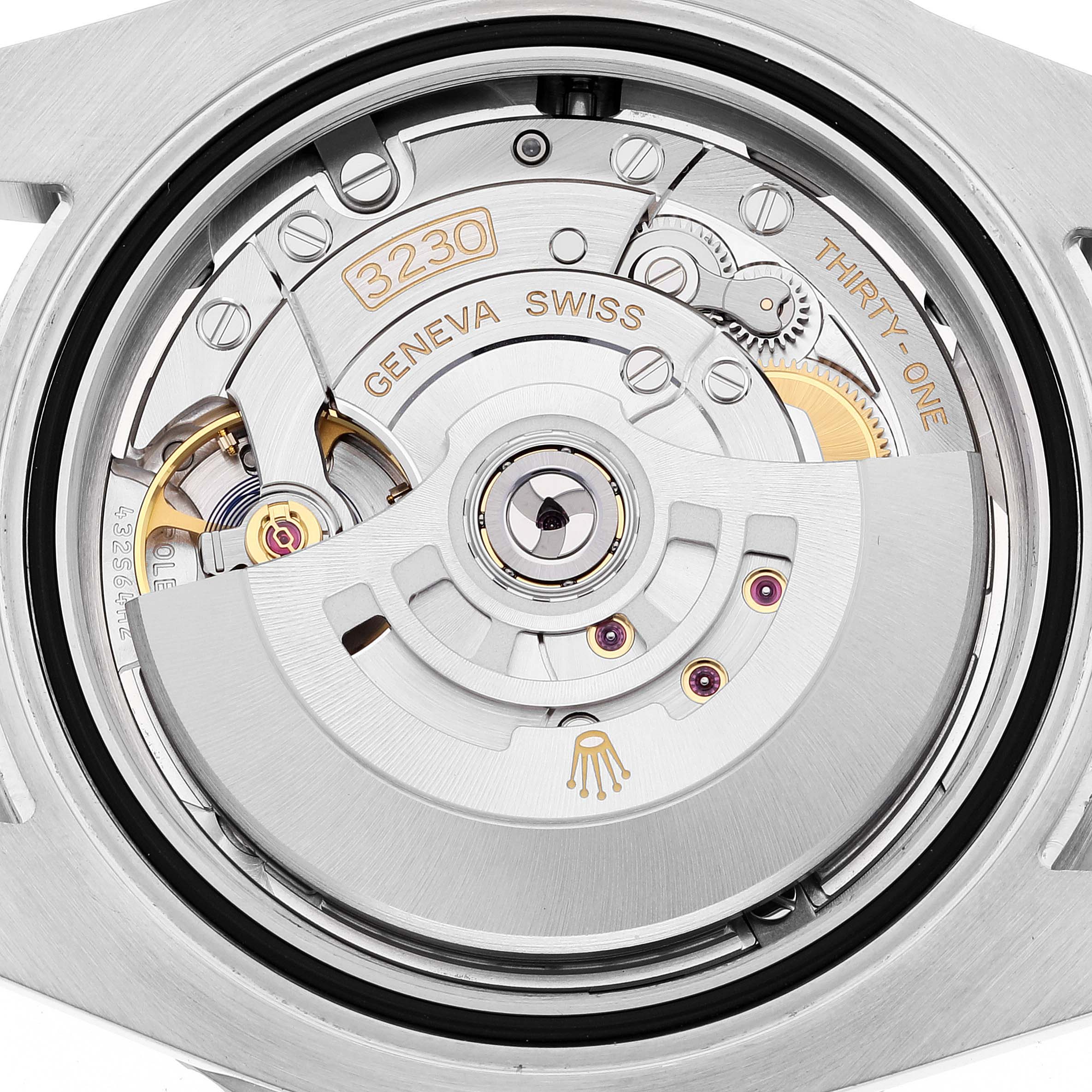 This is a close-up view of the Rolex Submariner 124060 Men's Stainless Steel Black Dial 124060 Men's Stainless Steel Black Dial's movement, showcasing its intricate internal mechanics.