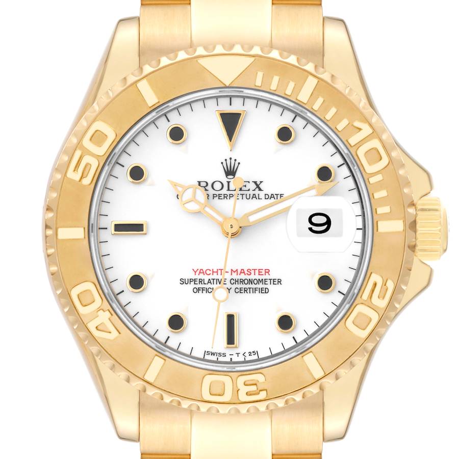 Rolex Yachtmaster 40mm Yellow Gold White Dial Mens Watch 16628 SwissWatchExpo