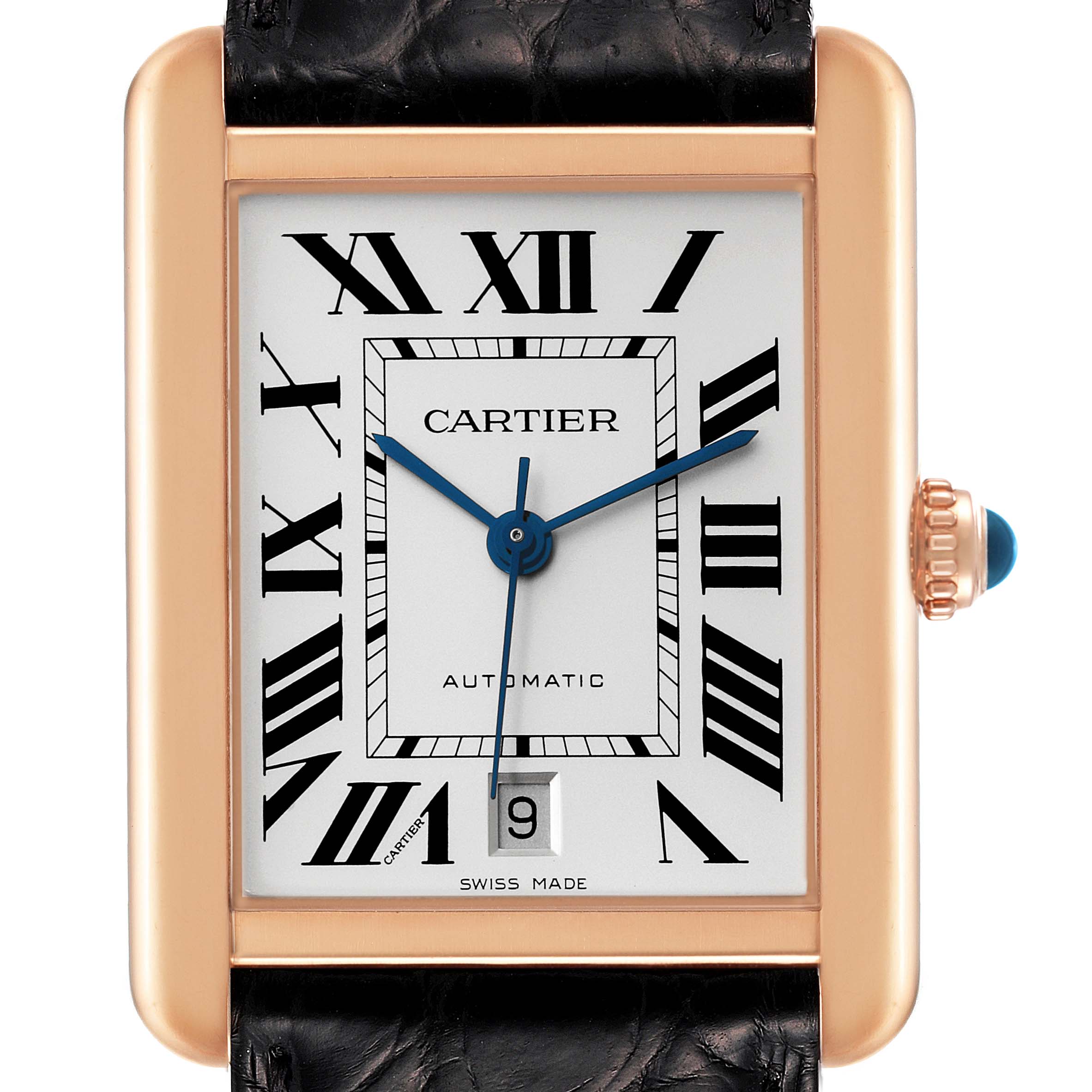 CRW5200026 - Tank Solo watch - Extra-large model, automatic movement, rose  gold, steel, leather - Cartier