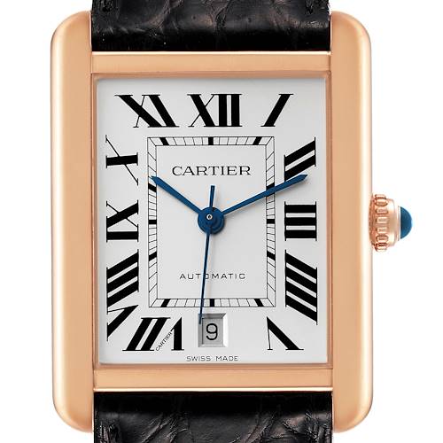 Photo of Cartier Tank Solo XL Rose Gold Silver Dial Steel Mens Watch W5200026