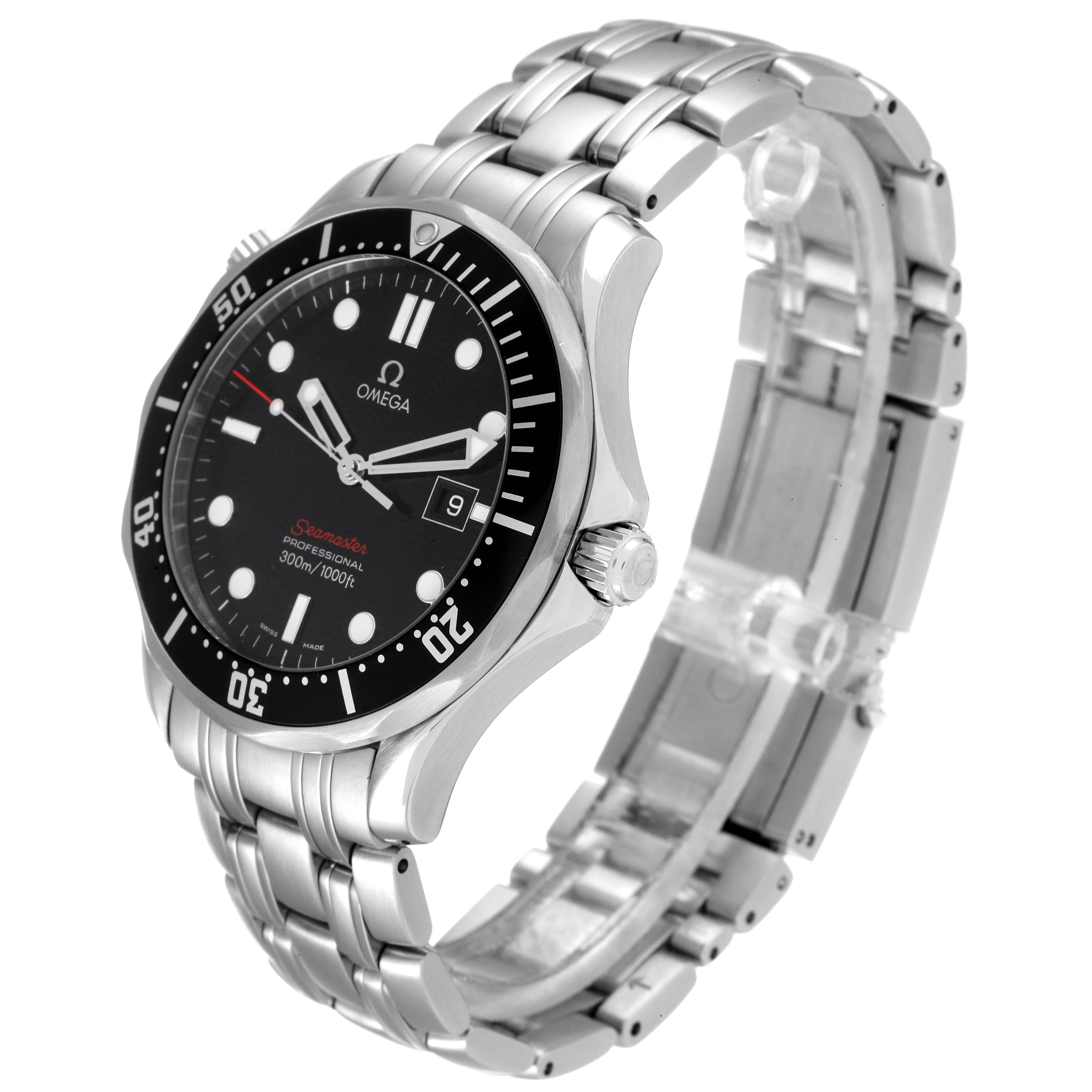The image shows an Omega Seamaster 212.30.41.61.01.001 Men's Stainless Steel Black Dial 212.30.41.61.01.001 Men's Stainless Steel Black Dial watch at a three-quarter angle, displaying its stainless steel bracelet, black dial, bezel, and crown.
