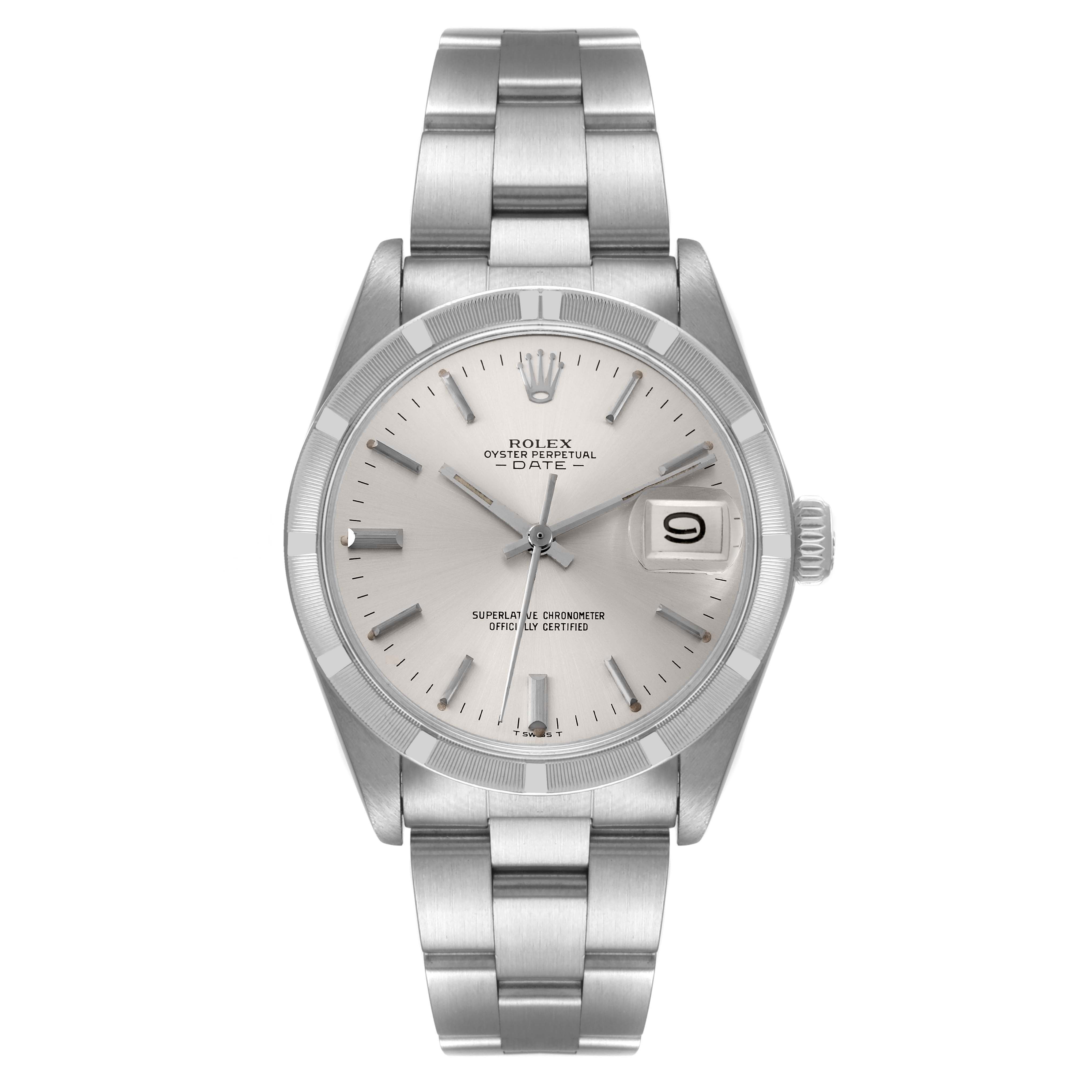 The Rolex Vintage Collection 1501 Men's Stainless Steel Silver Dial 1501 Men's Stainless Steel Silver Dial watch is shown from the front, displaying the full face, dial, hands, date window, and bracelet.
