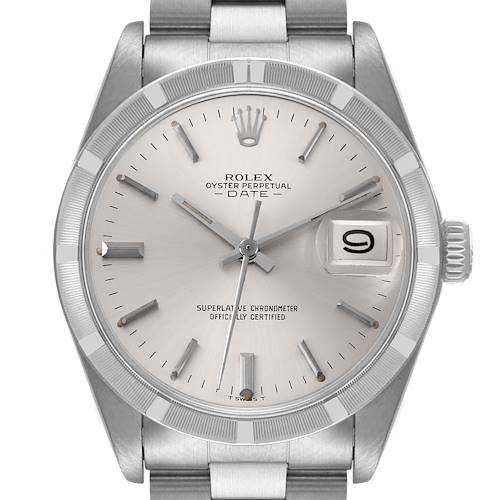 Photo of Rolex Date Vintage Silver Baton Dial Stainless Steel Mens Watch 1501