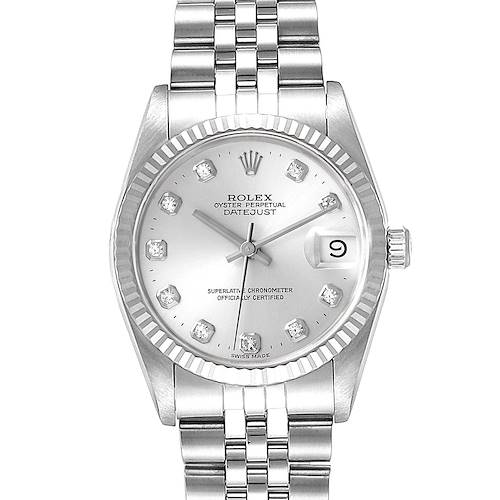 Photo of NOT FOR SALE -- Rolex Datejust Midsize Steel White Gold Diamond Dial Ladies Watch 68274 -- PARTIAL PAYMENT