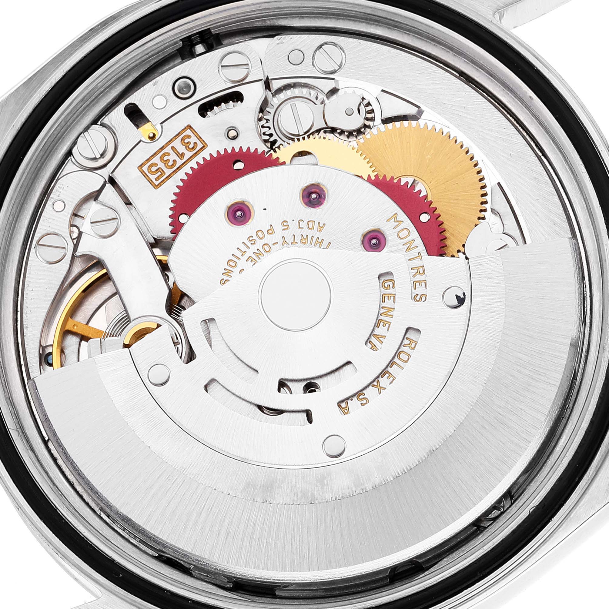 This image shows the movement mechanism of a Rolex Datejust 16233 Men's Steel and Gold (two tone) Blue Dial 16233 Men's Steel and Gold (two tone) Blue Dial watch from a top-down view.