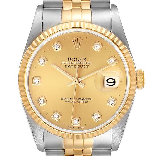 Photo of NOT FOR SALE Rolex Datejust Steel Yellow Gold Diamond Dial Mens Watch 16233 PARTIAL PAYMENT