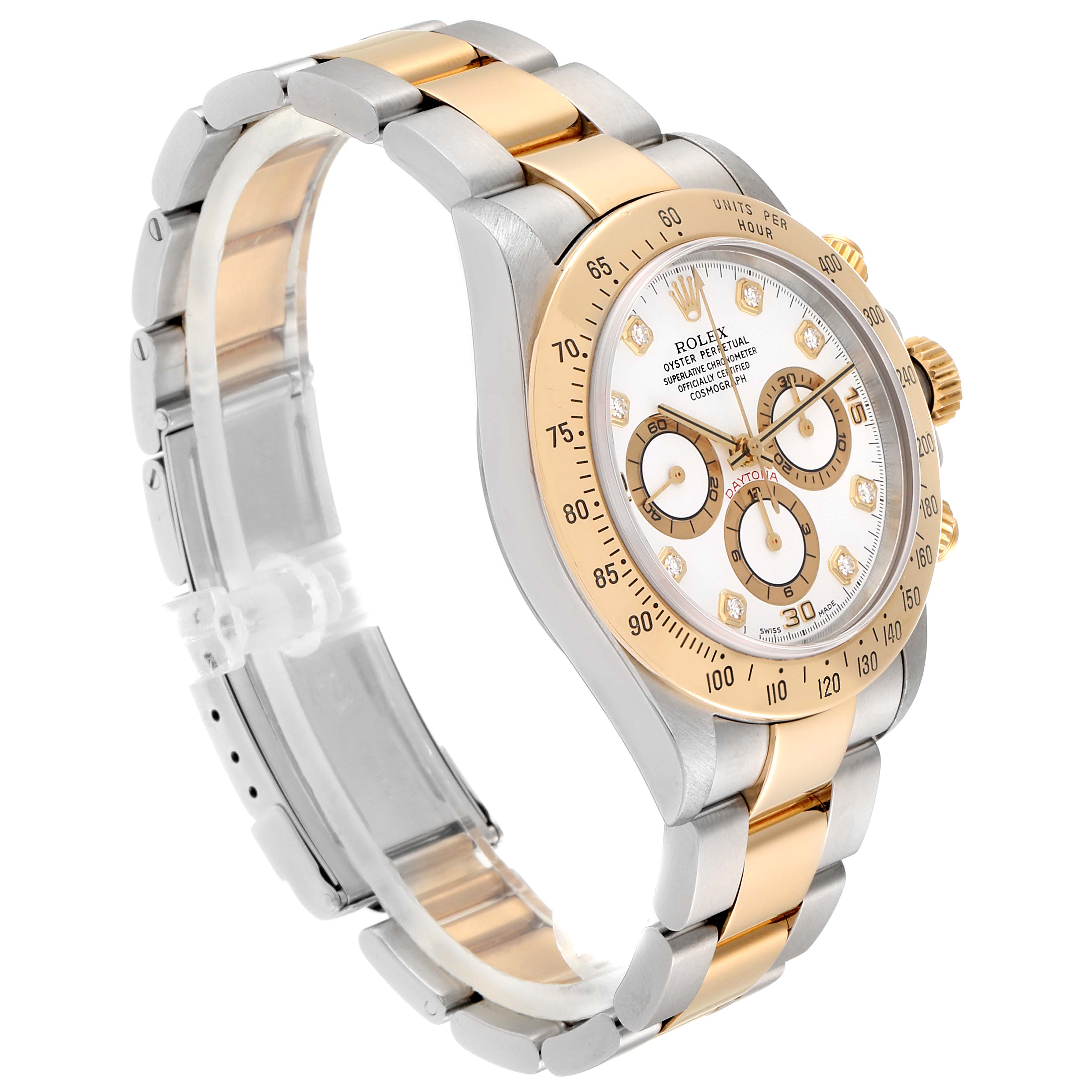 Rolex Daytona Steel Yellow Gold White Diamond Dial Mens Watch 16523 ...