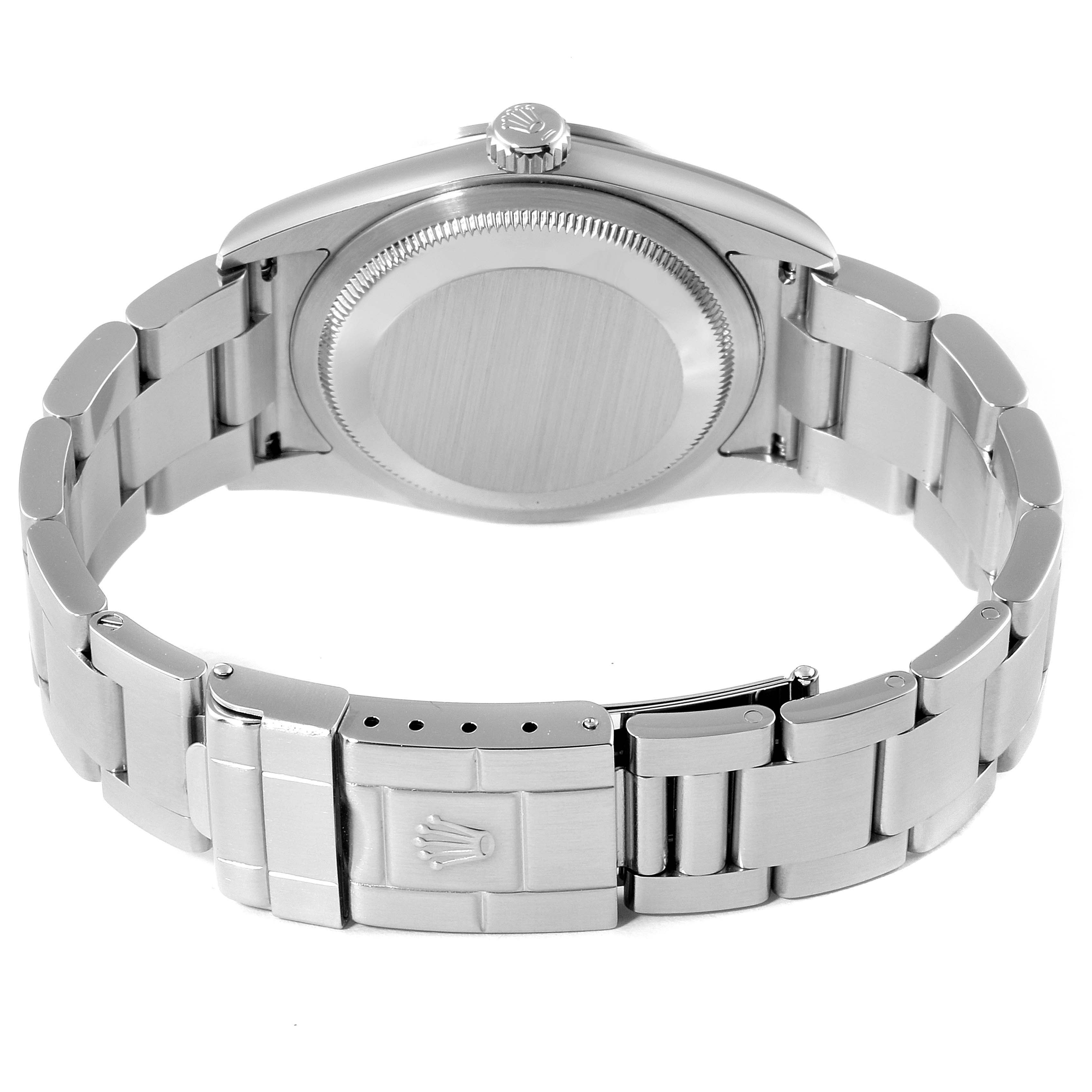 The image shows the back view and bracelet of a Rolex Explorer 114270 Men's Stainless Steel Black Dial 114270 Men's Stainless Steel Black Dial watch with the crown and clasp visible.