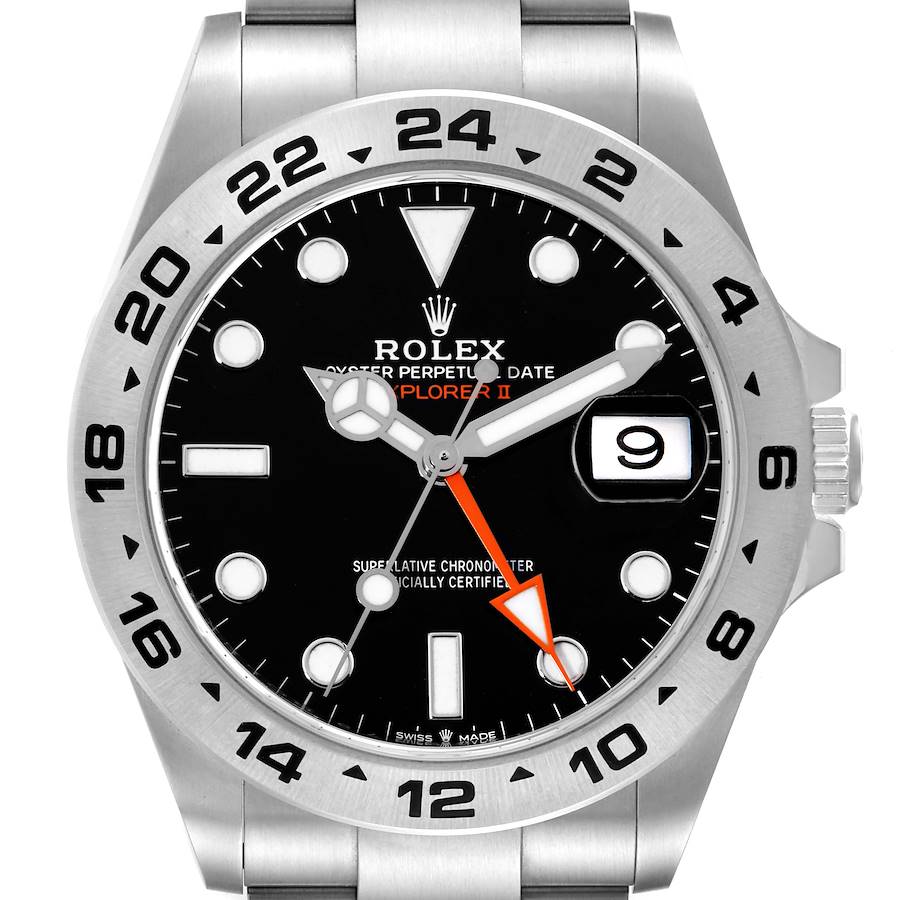 Rolex Explorer II 42 Black Dial Orange Hand Steel Mens Watch 226570 Unworn SwissWatchExpo