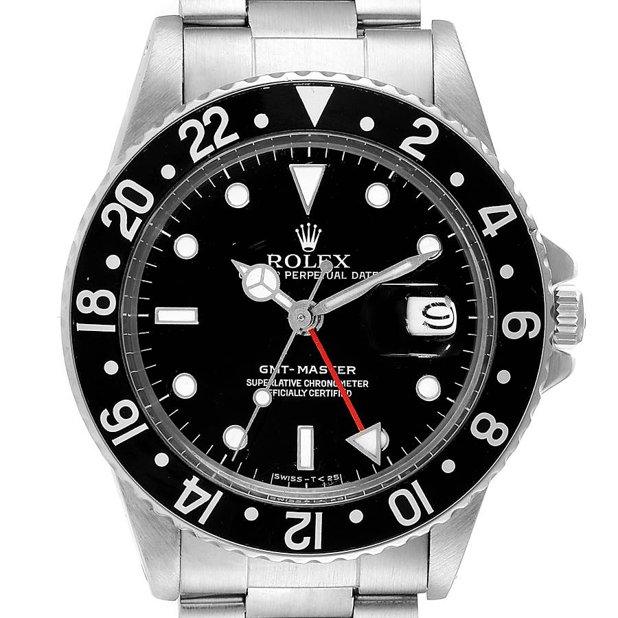 Rolex GMT Master Black Dial Bezel Vintage Steel Mens Watch 16750 ADD BOX SwissWatchExpo