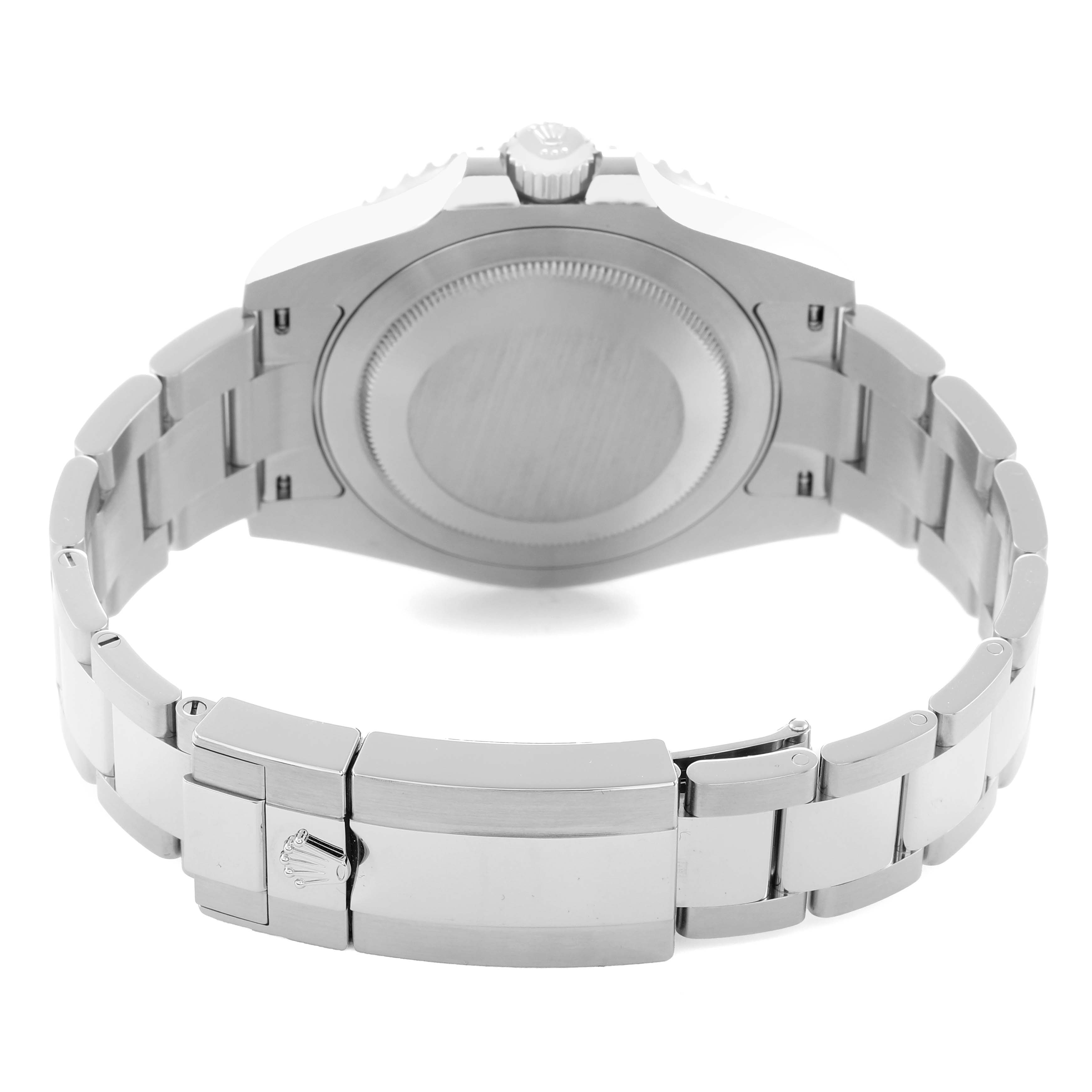 The image shows the back and bracelet of a Rolex GMT-Master 126710 Men
s Stainless Steel Black Dial, highlighting the clasp and case.