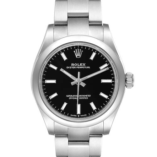 Photo of Rolex Midsize 31mm Black Dial Automatic Steel Ladies Watch 277200 Unworn
