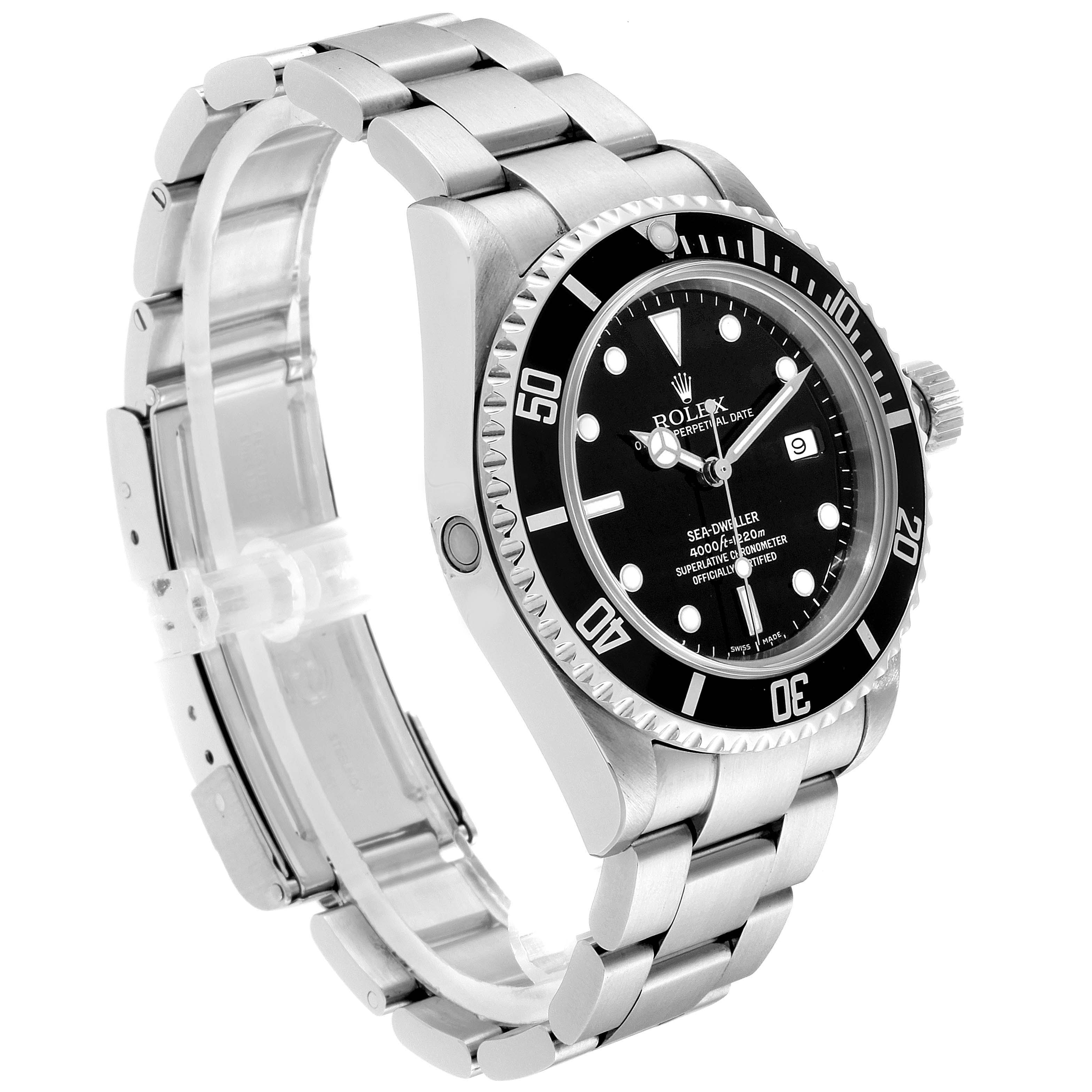 The image shows a Rolex Submariner 16600 Men
s Stainless Steel Black Dial 16600 Men
s Stainless Steel Black Dial watch at a three-quarter angle, showing the face, bezel, case, bracelet, and crown.