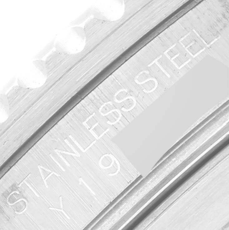 The image shows a close-up of the stainless steel casing and part of the bezel of the Rolex Submariner 16610 Men
s Stainless Steel Black Dial 16610 Men
s Stainless Steel Black Dial watch.