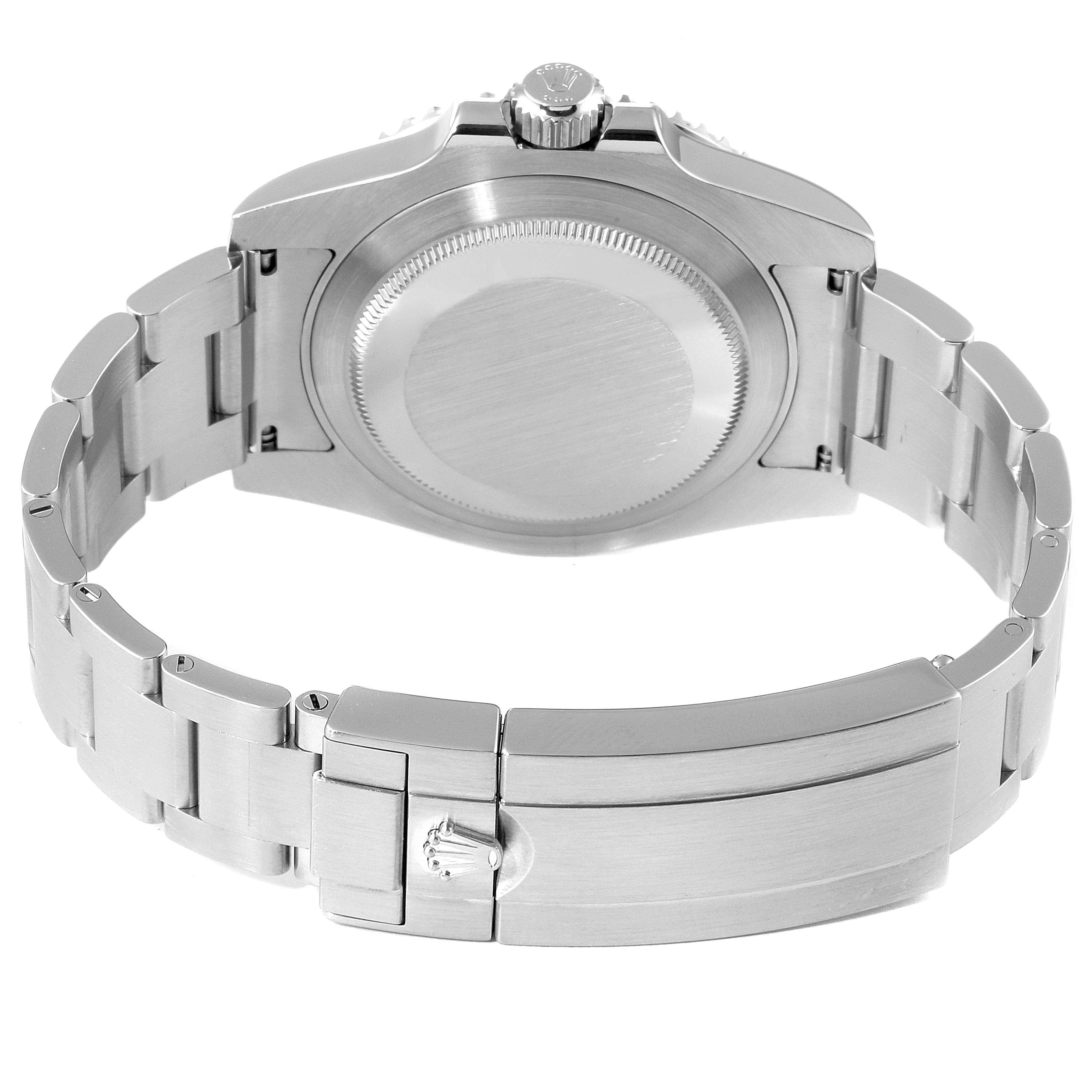 This image shows the back and clasp of the Rolex Submariner 116610LV Men
s Stainless Steel Green Dial 116610LV Men
s Stainless Steel Green Dial watch from a rear angle.