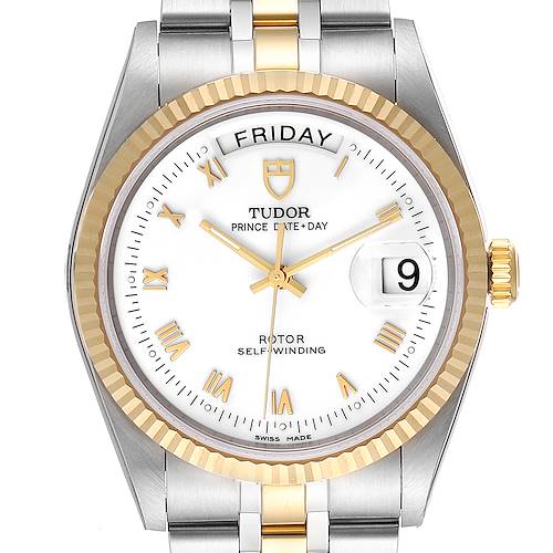 Photo of Tudor Day Date White Dial Steel Yellow Gold Mens Watch 76213 Unworn