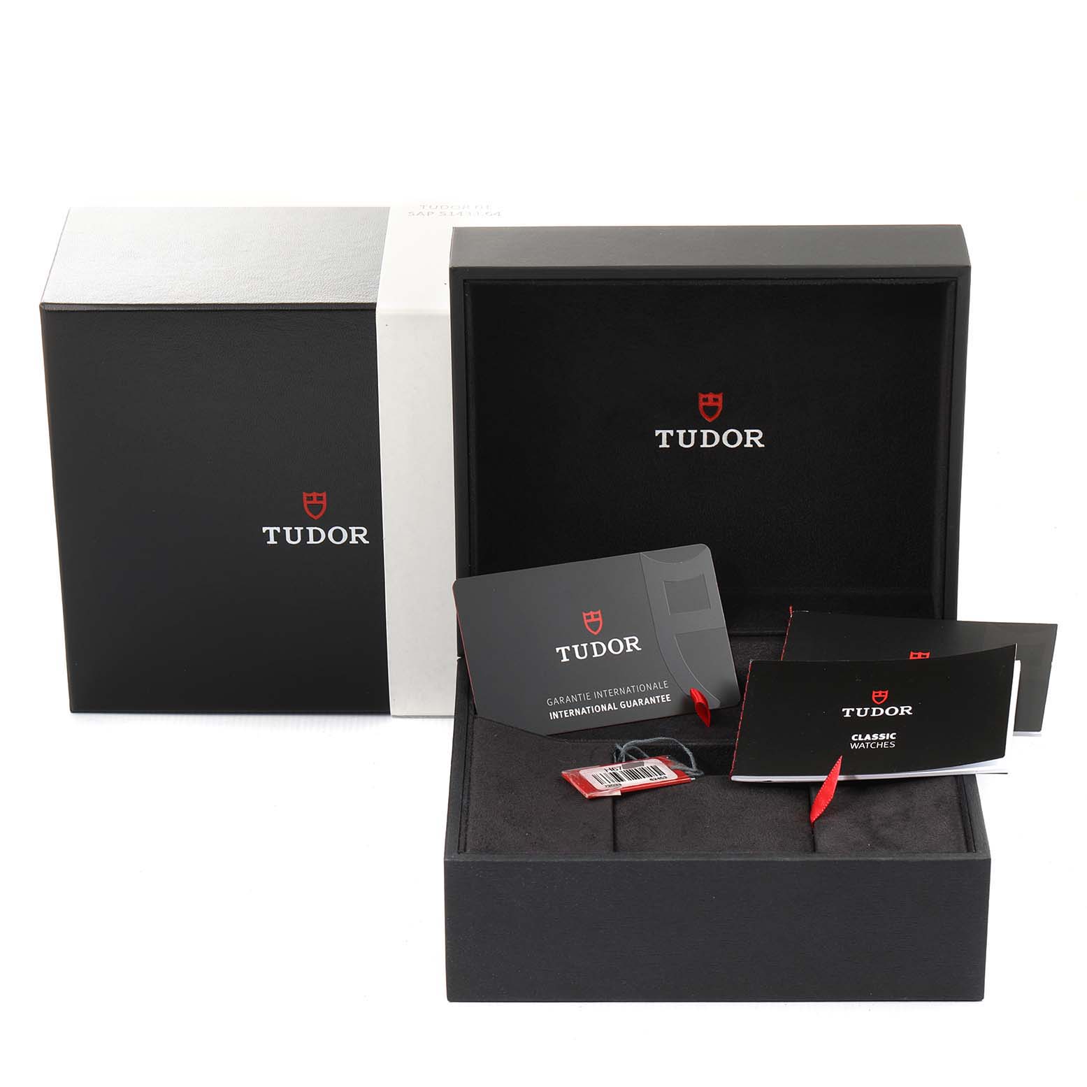 The image shows the packaging and warranty cards for the Tudor Prince 72033 Men's Steel and Gold (two tone) Silver Dial 72033 Men's Steel and Gold (two tone) Silver Dial model watch, including the outer box and inner box.