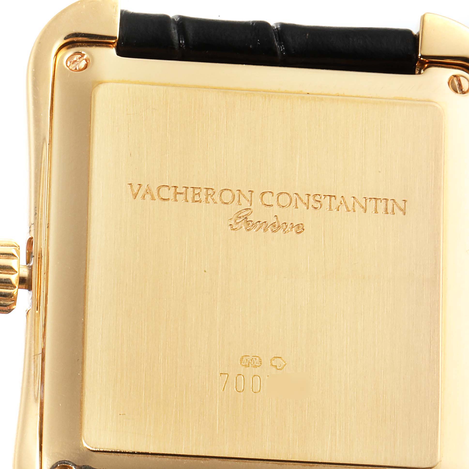 The image shows the back view of a Historiques model watch by Vacheron Constantin.