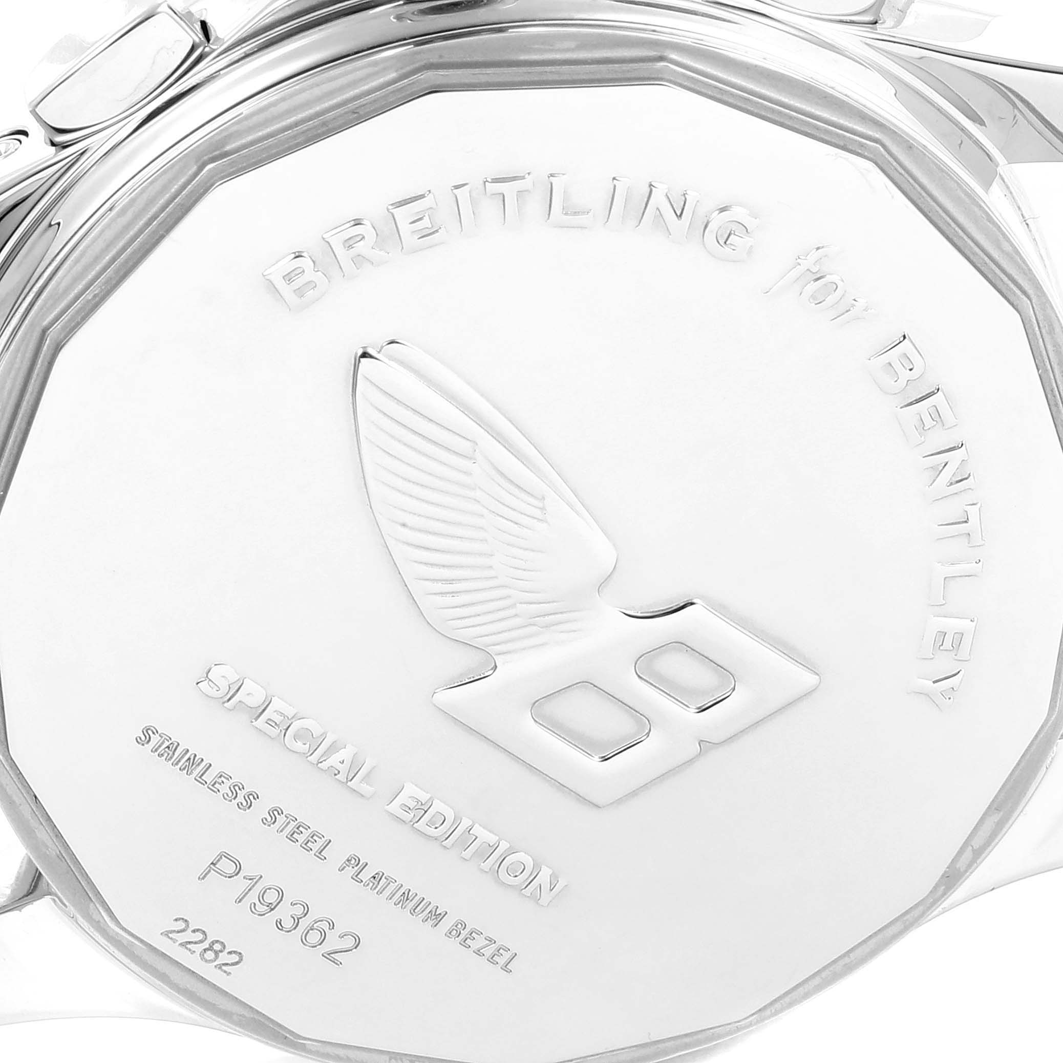 The image shows the back case of a Bentley model by Breitling, highlighting the special edition inscription and branding.