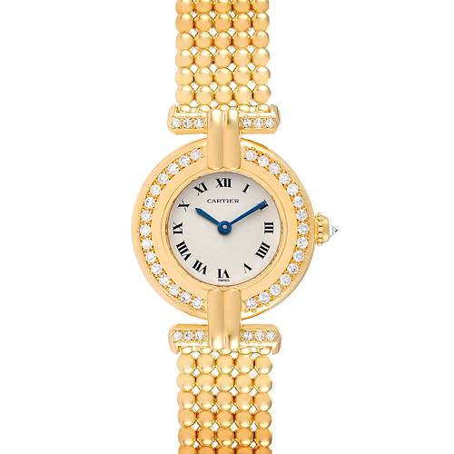 Photo of Cartier Colisee Yellow Gold Diamond Silver Dial Ladies Watch 1129 Box Papers