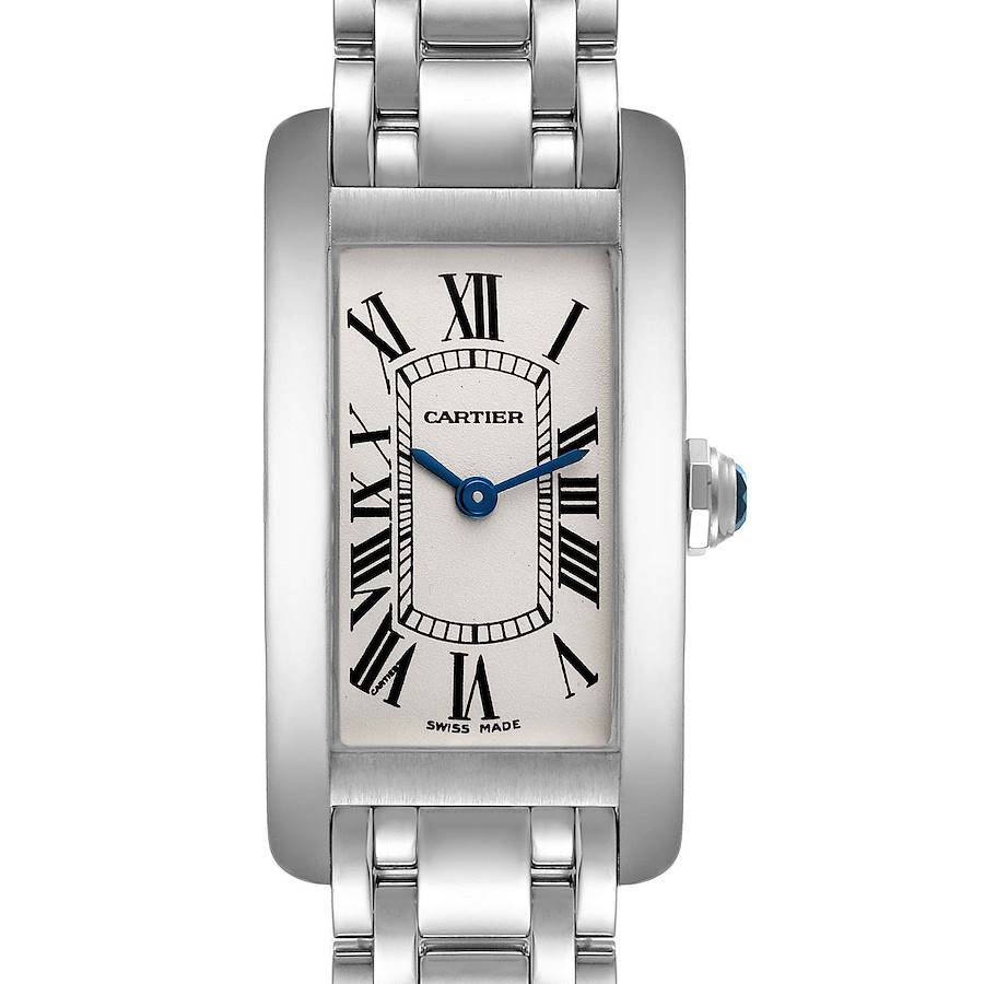 Cartier Tank Americaine Silver Dial 18K White Gold Ladies Watch W008067 SwissWatchExpo