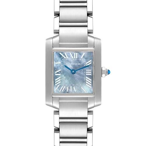 Photo of Cartier Tank Francaise Blue Mother of Pearl Dial Steel Ladies Watch W51034Q3