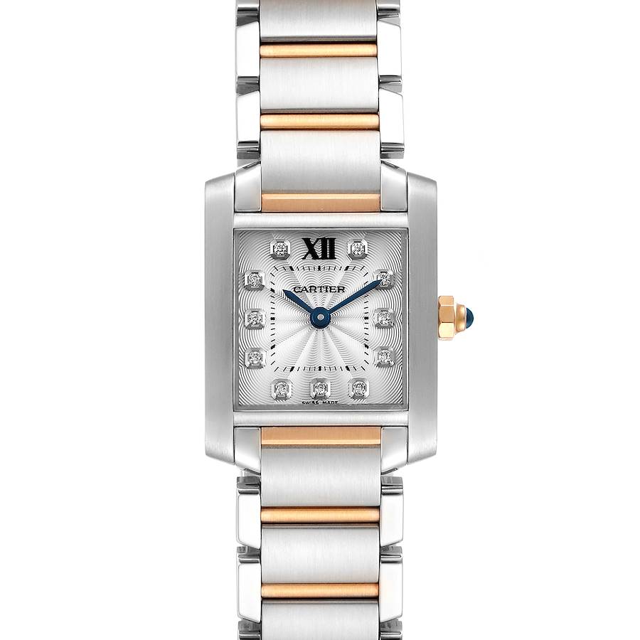 Cartier Tank Francaise Steel Rose Gold Diamond Ladies Watch WE110004 SwissWatchExpo