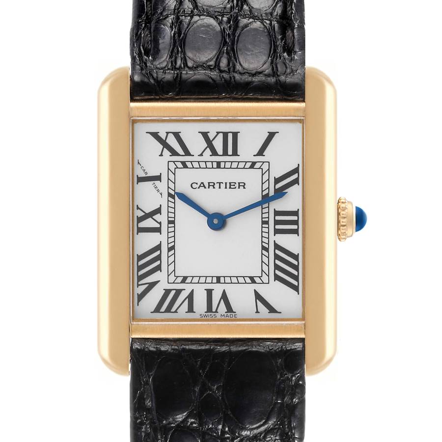 Cartier Tank Solo Yellow Gold Steel Silver Dial Ladies Watch W5200002 SwissWatchExpo