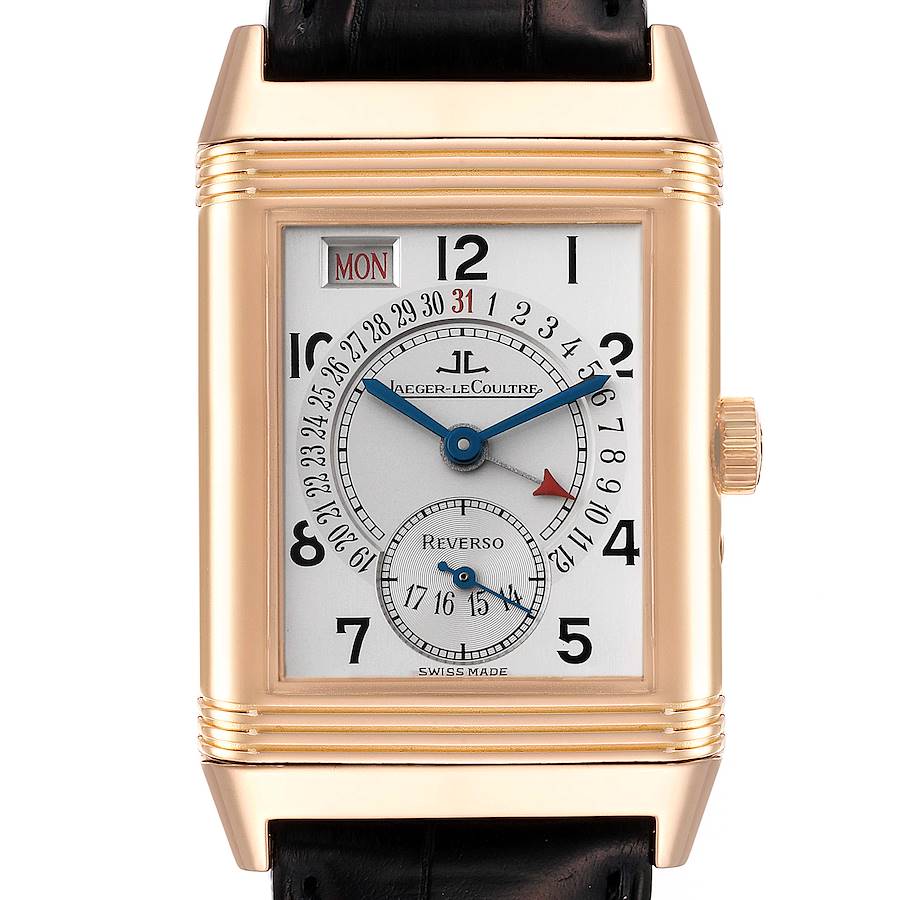 Jaeger LeCoultre Reverso Day Date Rose Gold Watch 270.8.36 Q273242A Box Papers SwissWatchExpo
