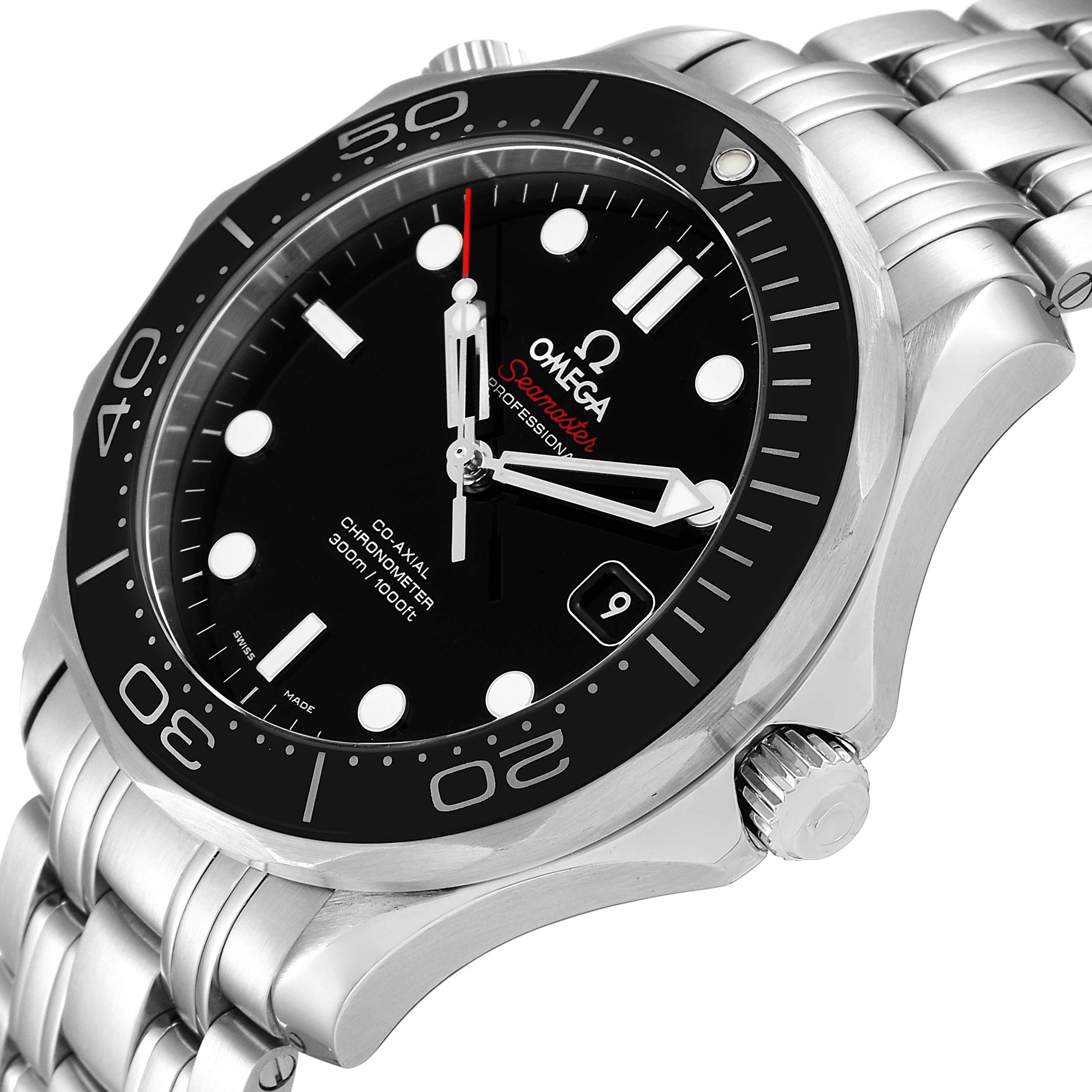 Omega Seamaster Co-Axial Black Dial Watch 212.30.41.20.01.003 Box Card ...