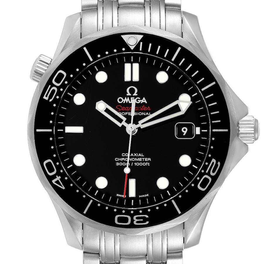 Omega Seamaster Co-Axial Black Dial Watch 212.30.41.20.01.003 Box Card SwissWatchExpo