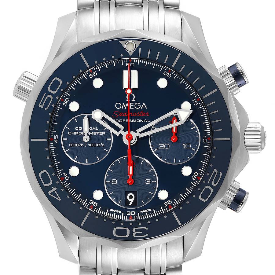 Omega Seamaster Diver 300M 44mm Blue Dial Watch 212.30.42.50.03.001 Box Card SwissWatchExpo