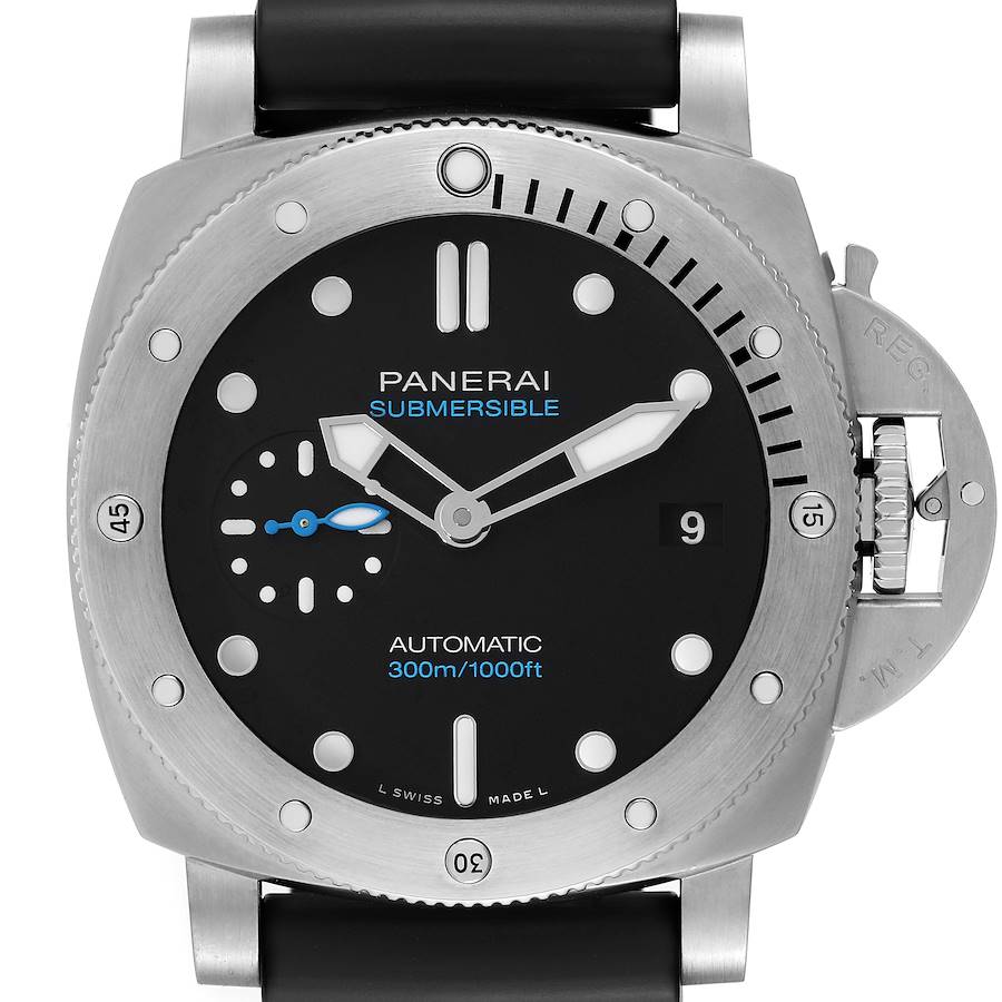 Panerai Luminor Submersible Black Dial Steel Mens Watch PAM00973 Box Card SwissWatchExpo