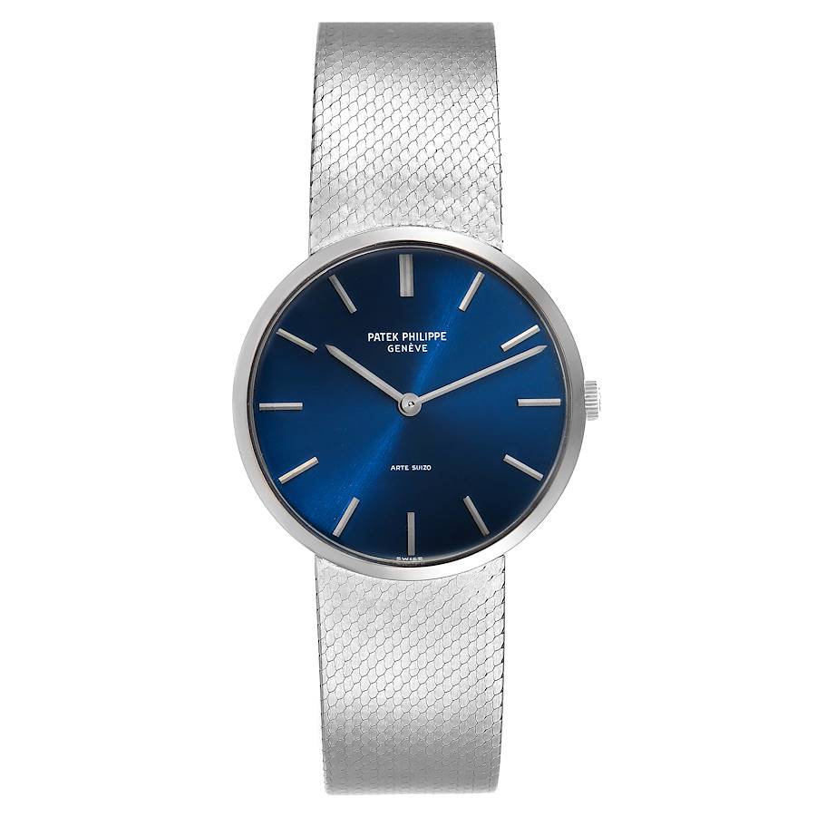 Patek Philippe Calatrava White Gold Blue Dial Vintage Mens Watch 3468 ...