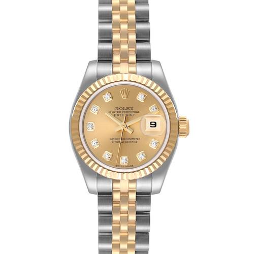 Photo of NOT FOR SALE Rolex Datejust 26mm Steel Yellow Gold Diamond Dial Watch 179173 Box Papers PARTIAL PA