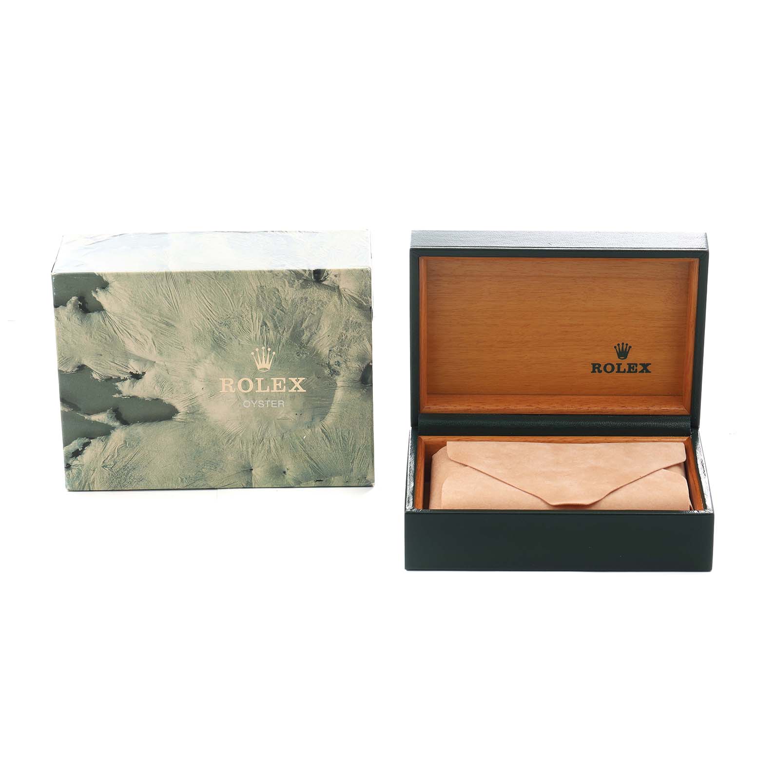 The image shows a Rolex Datejust 68273 Women's Steel and Gold (two tone) Champagne Dial watch box and its packaging, viewed from the front.