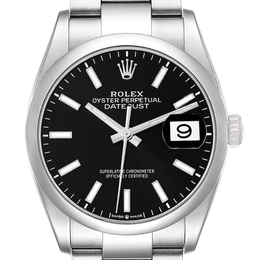 Rolex Datejust 36 Black Dial Steel Mens Watch 126200 Box Card SwissWatchExpo