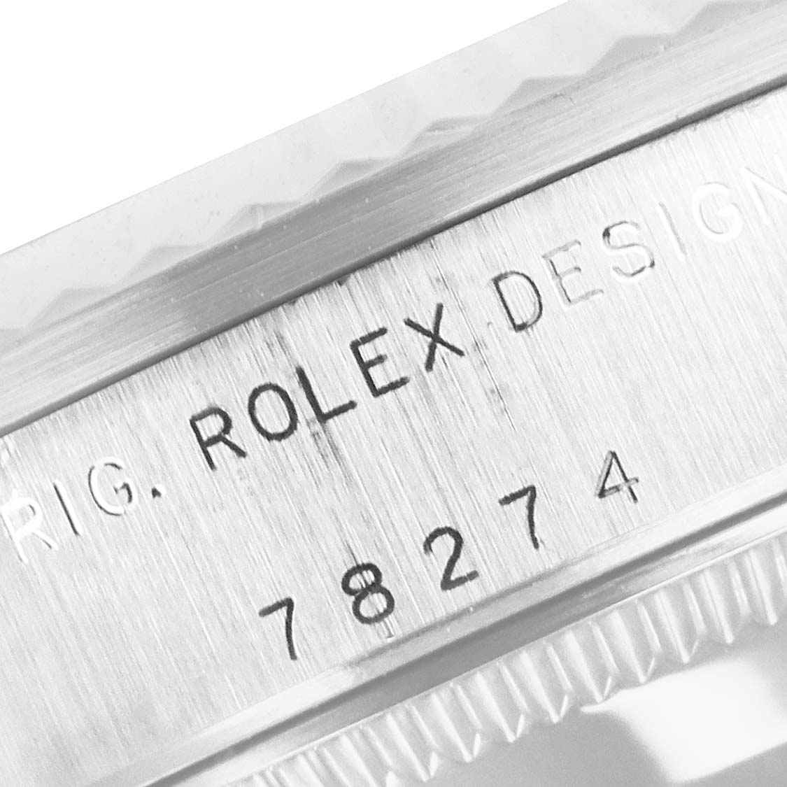 The image shows a close-up of the case side engraving on a Mid-Size Rolex watch, displaying the model number 78274.