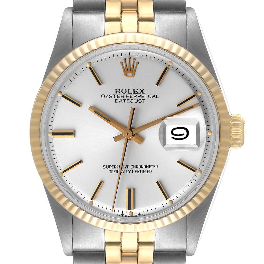 Rolex Datejust Silver Dial Steel Yellow Gold Vintage Mens Watch 1601 SwissWatchExpo