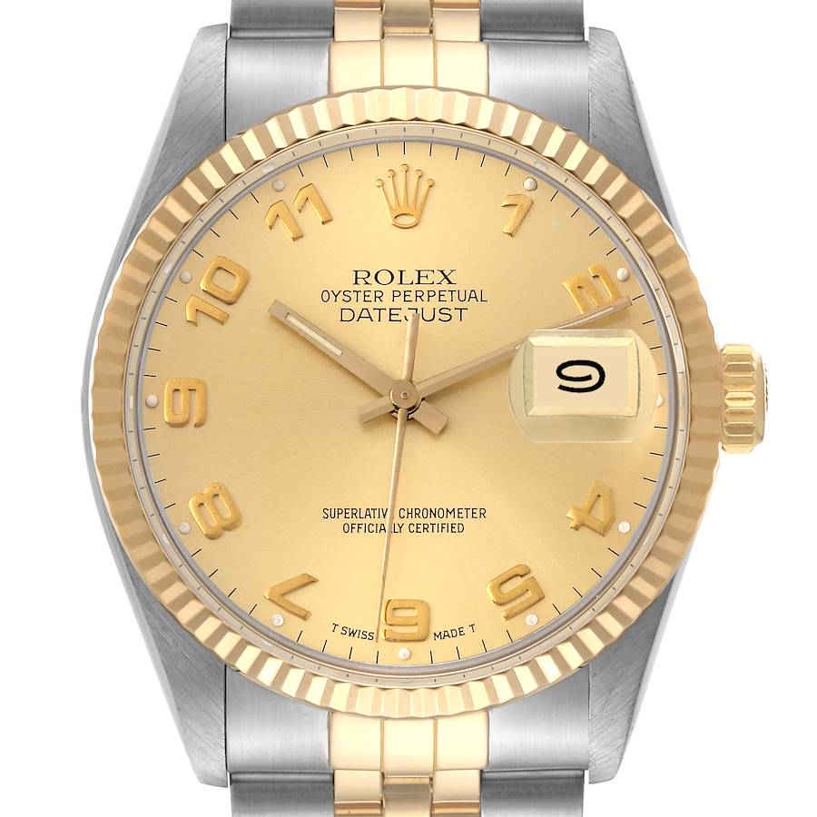 Rolex Datejust Steel Yellow Gold Champagne Dial Vintage Mens Watch 16013 SwissWatchExpo