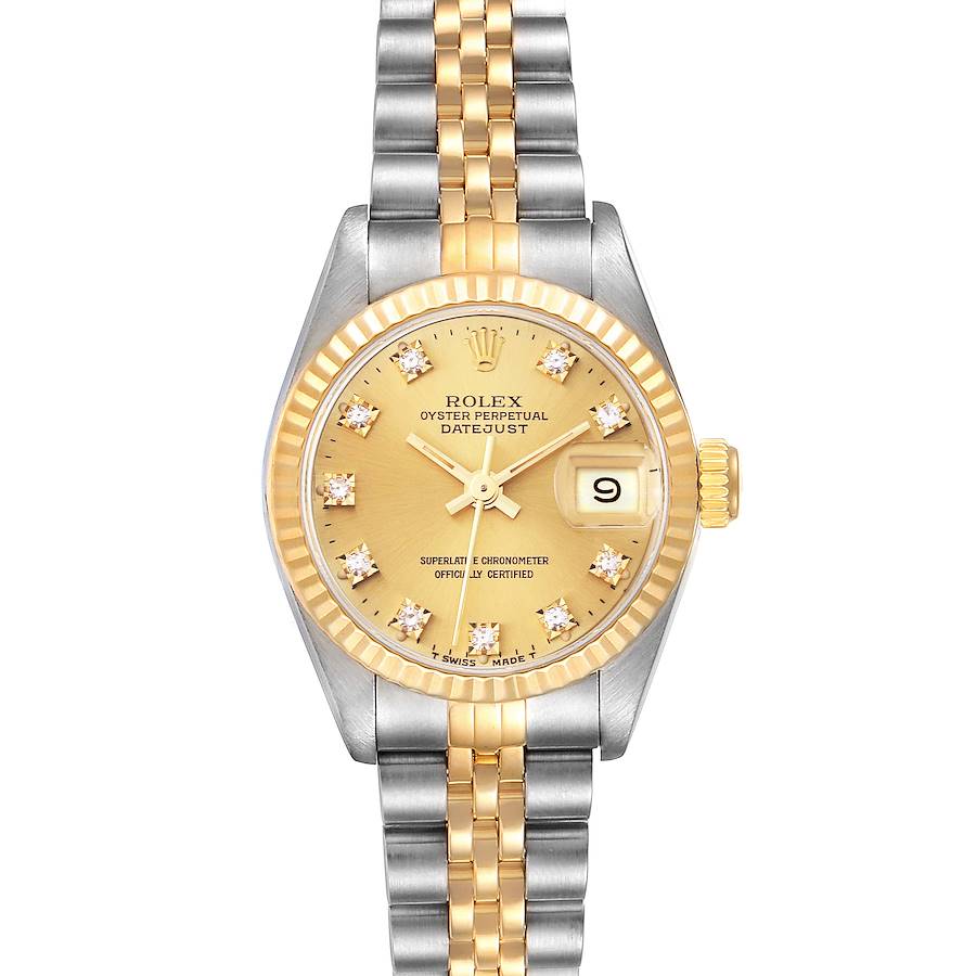 Rolex Datejust Steel Yellow Gold Diamond Dial Ladies Watch 69173 SwissWatchExpo