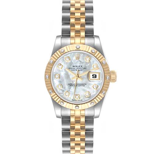 Photo of Rolex Datejust Steel Yellow Gold MOP Dial Diamond Ladies Watch 179313 Box Card