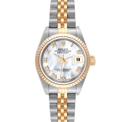 Photo of Rolex Datejust Steel Yellow Gold Mother of Pearl Roman Dial Ladies Watch 79173